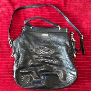 Rebecca Minkoff RARE Large‎ Blue Snake Embossed Leather industrial Shoulder Bag